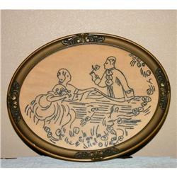 Vintage Shabby Chic Needlepoint Courting Couple#1132825