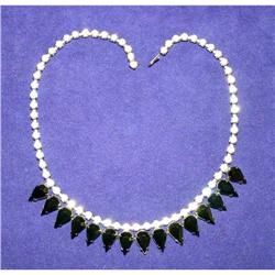 Fab Vintage Black & White Rhinestone Necklace #1132843