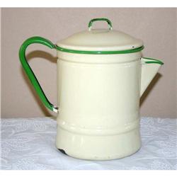 Vintage Yellow European Enamelware Coffee Pot #1132846