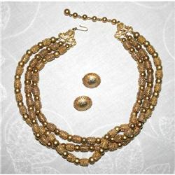 Vintage Trifari Beaded Necklace & Earrings #1132853
