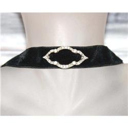Signed Art Velvet Rhinestone Collar Necklace #1132856