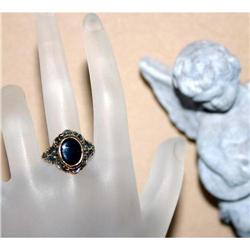  Art Deco Antique Onyx Floral Ring #1132862