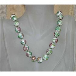 Vintage Floral Bohemian Glass Beaded Necklace #1132877