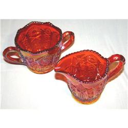 Gorgeous Carnival Glass Sugar & Creamer Set #1132885