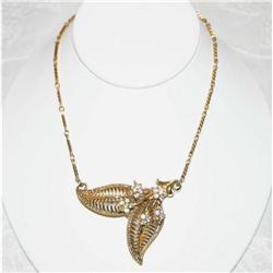 Vintage Corocraft Foliate Rhinestone Necklace #1132899