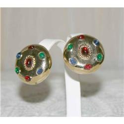 Vintage Signed Ciner Glass Cabochon Earrings #1132909