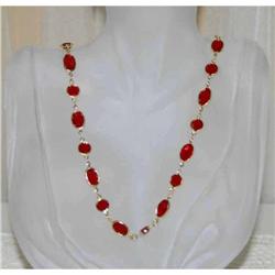 Vintage  Australian Red Glass Necklace #1132913