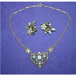 Coro Festoon Rhinestone Necklace & Earrings Set#1132924