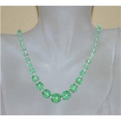 Art Deco Bohemian Green Glass Necklace #1132956