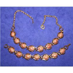  Vintage Lucite Goldstone Necklace & Bracelet  #1132964