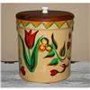 Image 1 : Hand Painted Tulip & Heart  Crock Cookie Jar #1133010