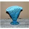 Vintage Fenton Blue Glass Hobnail Fan Vase #1133027