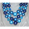 Vintage Three Strand  Blue Beaded Necklace #1133095