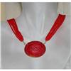 Image 1 : Czechoslovakia Rose Etched Glass Necklace #1133099