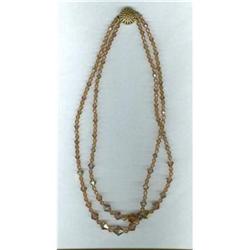 Vintage Double Strand Brown Glass Beaded #1133270