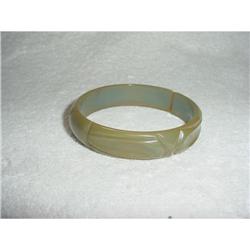 Green Bakelite Carved Bracelet #1133287