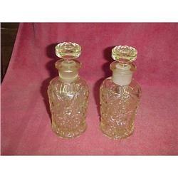 Pair Pressed Glass Cologne Bottles #1133424