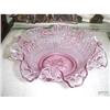 Image 1 : Fenton Cranberry Embossed Roses Ruffled Bowl #1133504