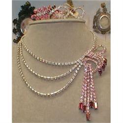 NECKLACE Earrings ASYMMETRICAL Rhinestone SET  #1133773