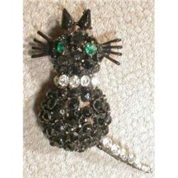 Cat PIN Black TREMBLER Tail Wags VINTAGE #1133793