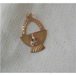 14K VINTAGE 40'S  Happy Birthday  CHARM #1133820