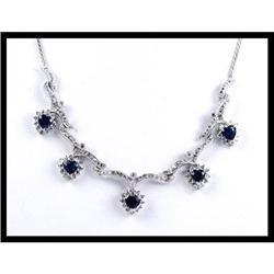 Beautiful Heart Shape Sapphire Diamond Necklace#1133822