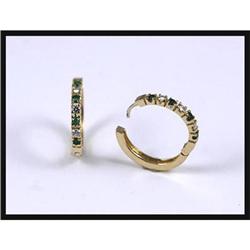 14K Yellow Gold Emerald and Diamond Earrings #1133834