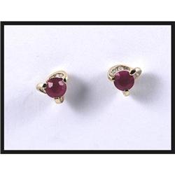 14K Yellow Gold Ruby and Diamond Earrings #1133835