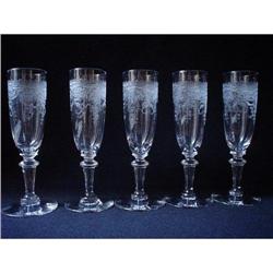 5 French Antiques Crystal Glasses grave with #1134010