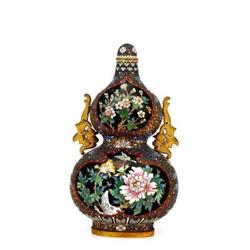 Chinese Cloisonne Gourd Vase Flower Gilted Ears#1134206