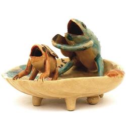 Old Japanese Satsuma 2 Frog Shell Shp Dish #1134210