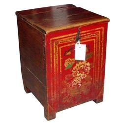 Colourful Chinese Qing Dy. Engraved Wood Trunk #1134378