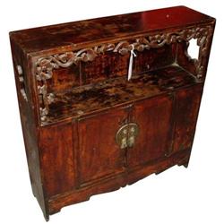 Chinese Qing Dy. Wood Engraved Cabinet #1134388