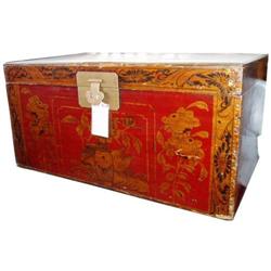 Superb Chinese Qing Dy Wood Painting Trunk #1134412