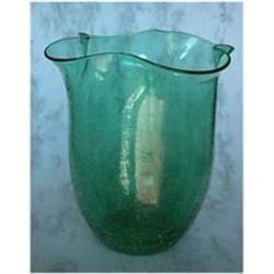 Crackle Glass Wide Mouth Vase #1134985