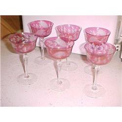 ranberry flashed, etched stemware #1135598