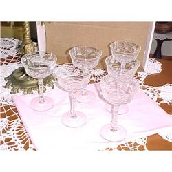 Stemware, tall, etched (6) ; 6" tall #1135684