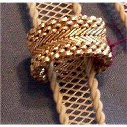 Intricate Gold Plated Wide Chevron & Tube Band #1150854