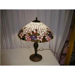 Lovely Old Stained Glass Table Lamp #1150871