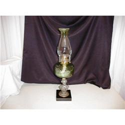 Lovely Old Figural Green Glass Lamp #1150872