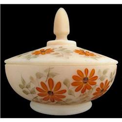 Fenton Art Glass Daisies on Cameo Powder Jar #1150901