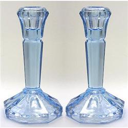 Blue Depression Glass Candlesticks #1150922