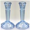 Image 1 : Blue Depression Glass Candlesticks #1150922