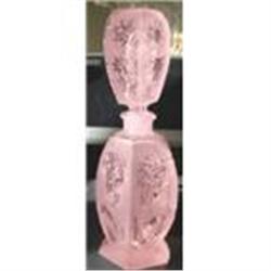 Pink Satin Glass Flower Etched Perfume Bottle #1150937