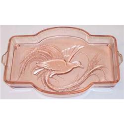 Empress Bird Pink Pressed Glass Vanity Tray #1150942