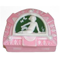 Schafer & Vater Pink Jasperware Trinket Box #1150971