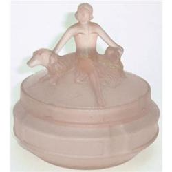 Annette Pink Frosted Satin Glass Powder Jar  #1150978