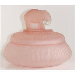 Elephant Pink Satin Glass Powder Jar  #1150990