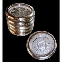 Crown Sterling Silver and Crystal Coaster Set #1151054