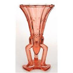 Czech Pink Art Deco Glass Rocket Vase #1151056